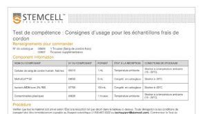 Fresh Cord Blood Worksheet (French)