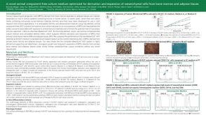 A Novel Animal Component-Free Culture Medium Optimized for Derivation and Expansion of Mesenchymal Cells from Bone Marrow and Adipose Tissues